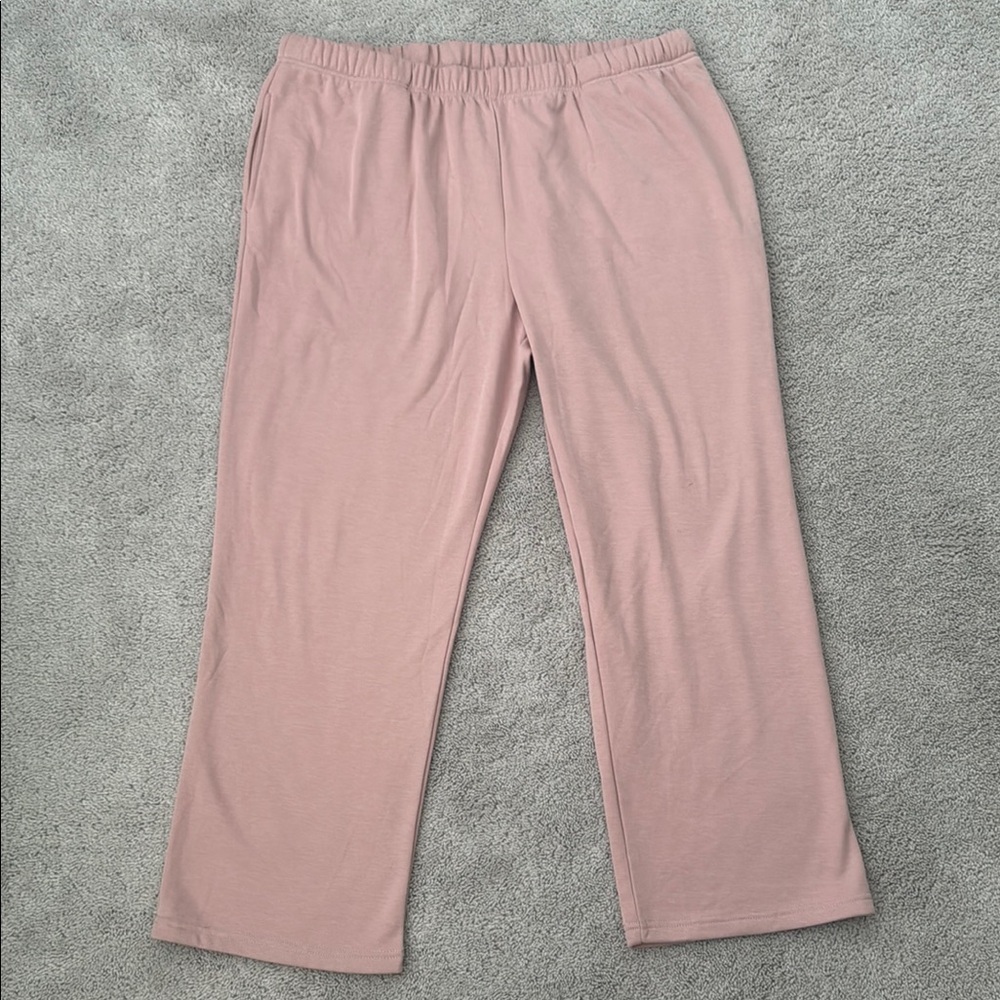 Berkshire Homewear French Terry Cardigan & Flare Pant Set | Size 1X | Pink - Picture 3 of 11